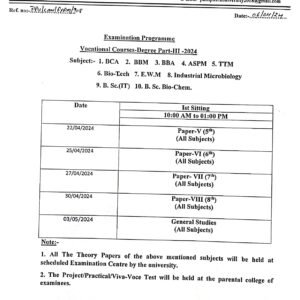 बीसीए, बीबीएम पार्ट-II परीक्षा 20 अप्रैल से. देखें विश्वविद्यालय की सूचना ...