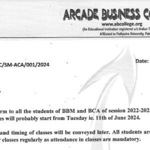 Notice for Saguna More BCA / BBM Part – III students Academic Session (2022-25). (Arcade Business College: No. 1 college for BCA and BBM).