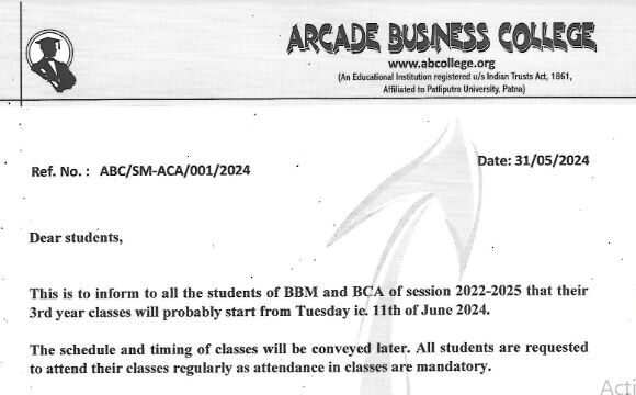 Notice - Arcade Business College