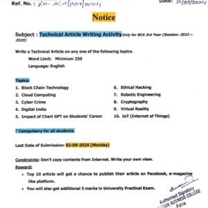 Technical Article Writing Activity..