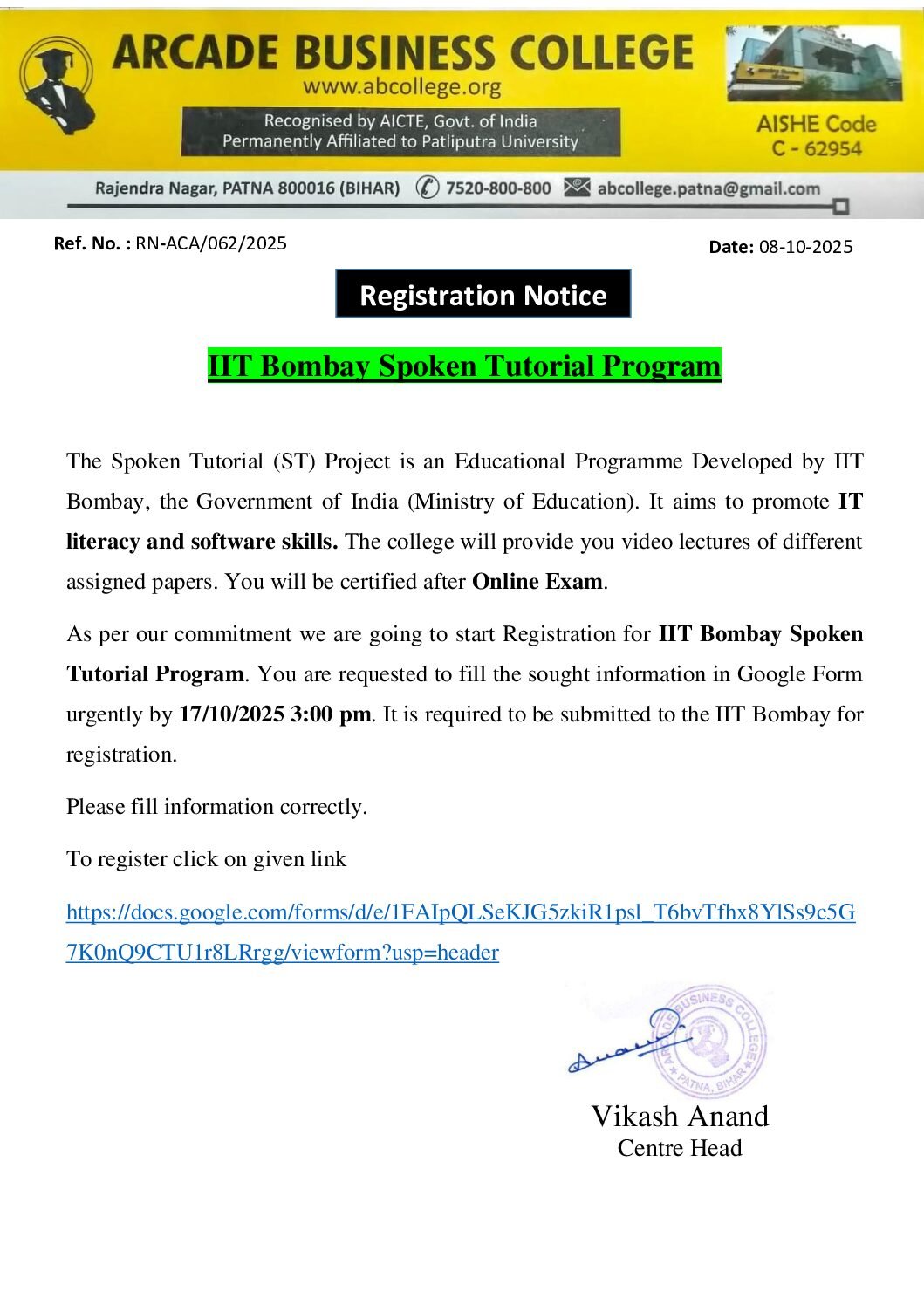 IIT Bombay Spoken Tutorial Program 2025-26…..